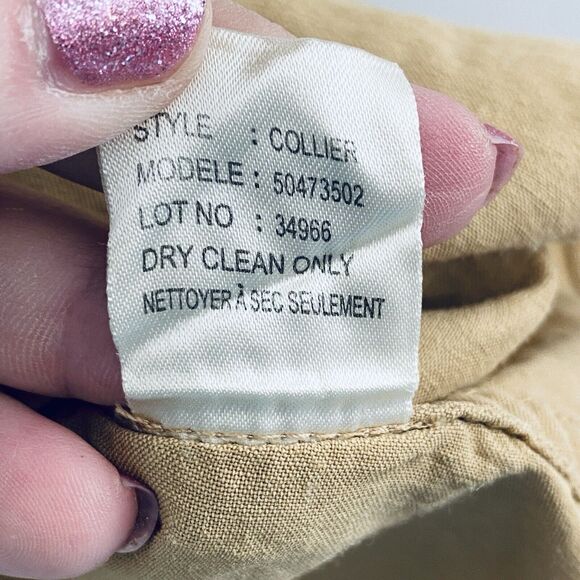 THEORY Shirt Womens Size Large button down linen utility military equestrian - Picture 3 of 4